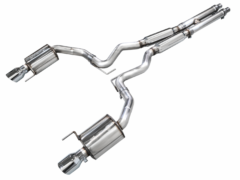 Ford Mustang Performance Exhaust - AWE Tuning - Cat Back, Touring Edition - Chrome Silver - 2024+